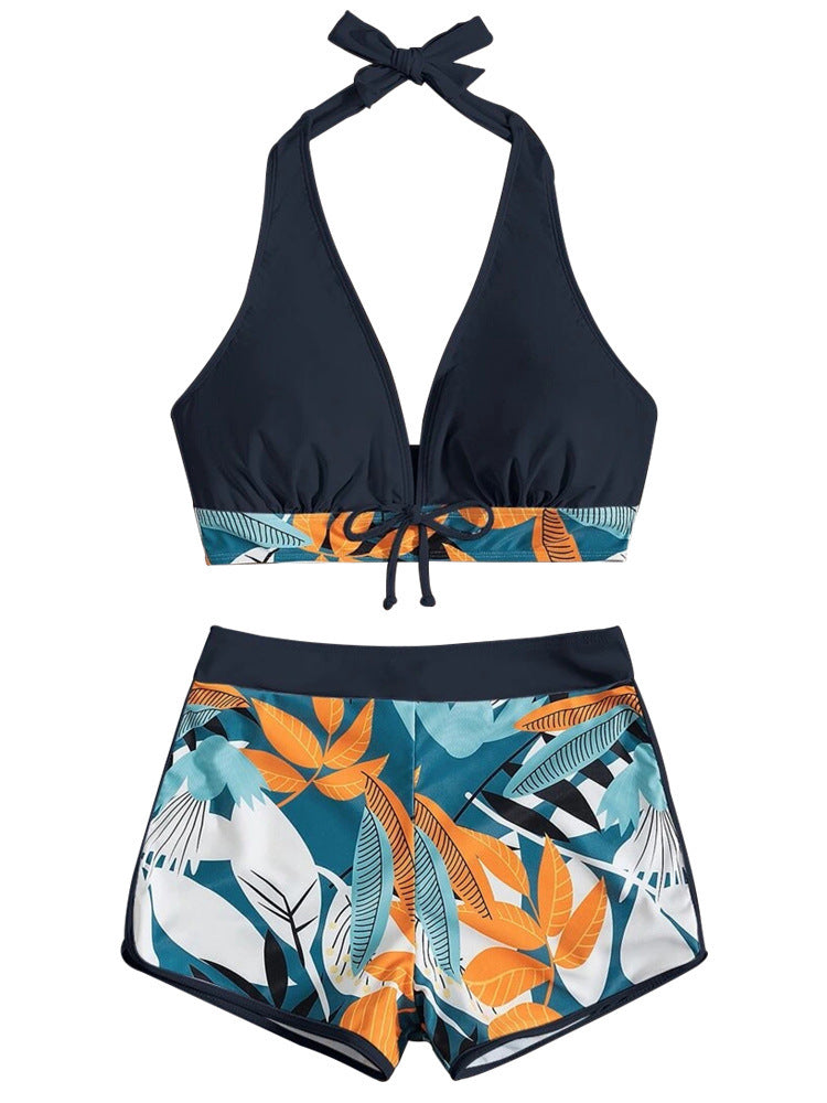 Traje de baño dividido con bóxer estampado