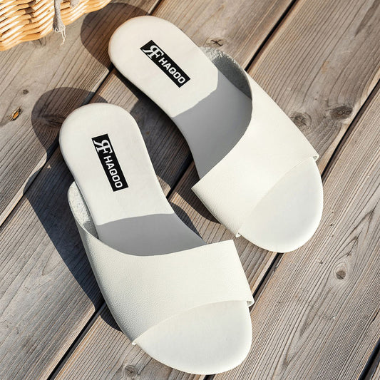 Sandalias planas con diseño de boca de pez para mujer casual e informal