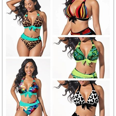Traje de baño bikini con estampado colorido para mujer tallas grandes