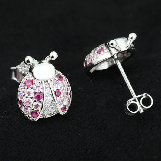 Pendientes LADYBIRD de cobre blanco antialérgicos para niñas