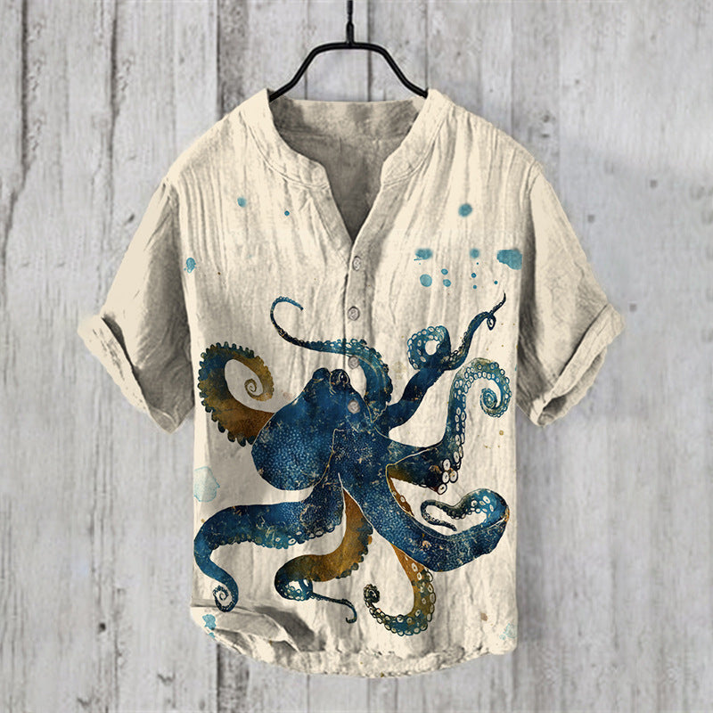 Men's Casual Printed Hawaiian Shirt