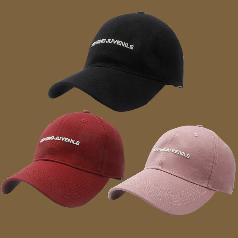 Gorra de béisbol con visera curva y letras de algodón