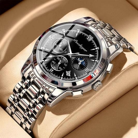 Reloj de pulsera de acero multifuncional para hombre, luminoso y resistente al agua