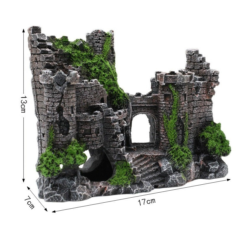 Decorative resin castle for fish tanks