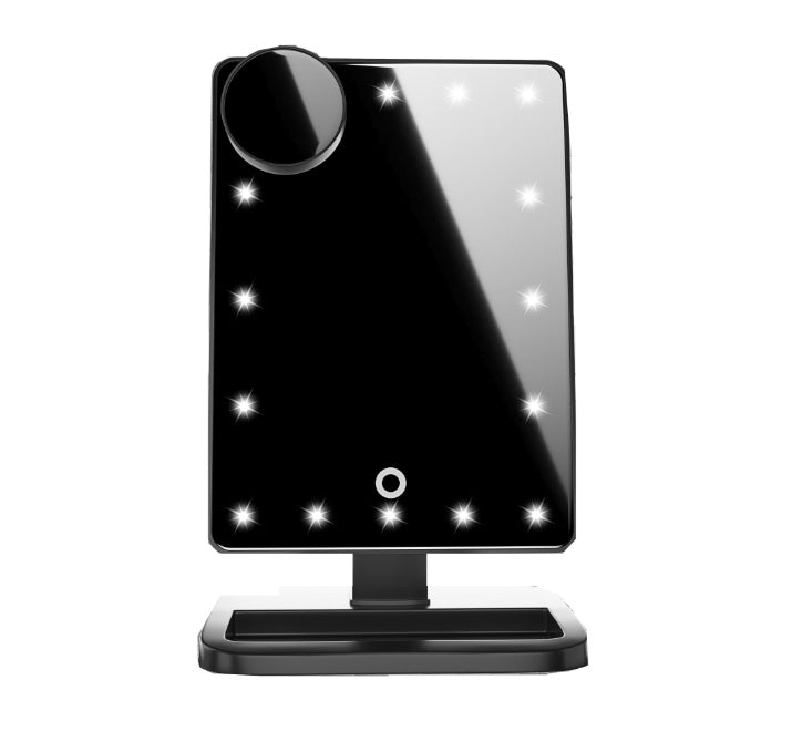 Touch Screen Makeup Mirror with 20 LED Lights, Bluetooth Speaker and Music, 10X Magnifying Mirrors with Lights