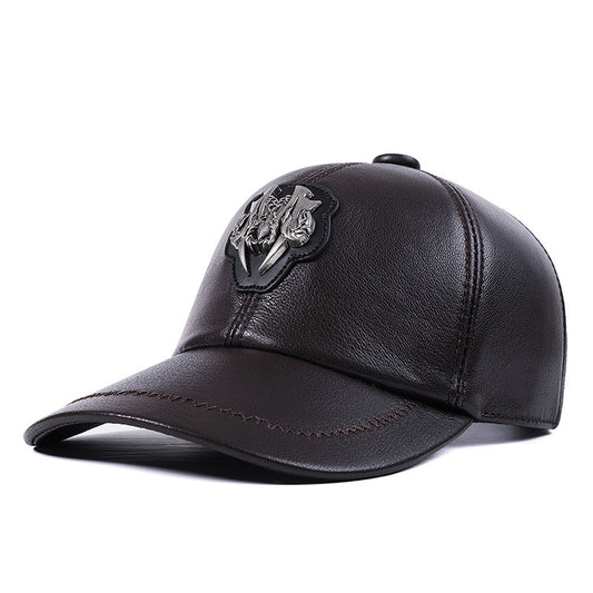 Gorra de piel auténtica para hombre y mujer estilo informal