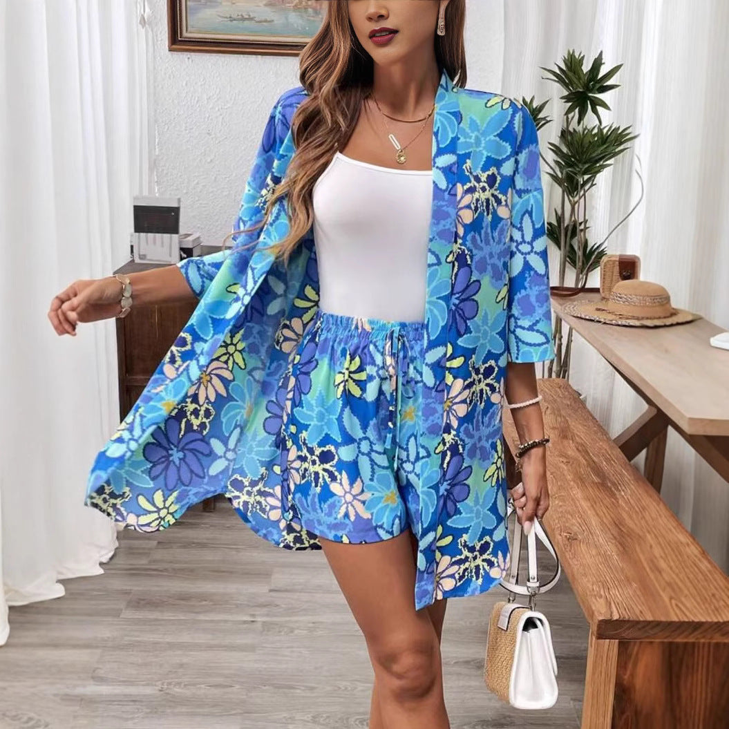 Conjunto elegante de dos piezas con estampado floral