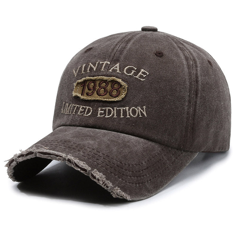 American retro canvas baseball cap with broken letter embroidery