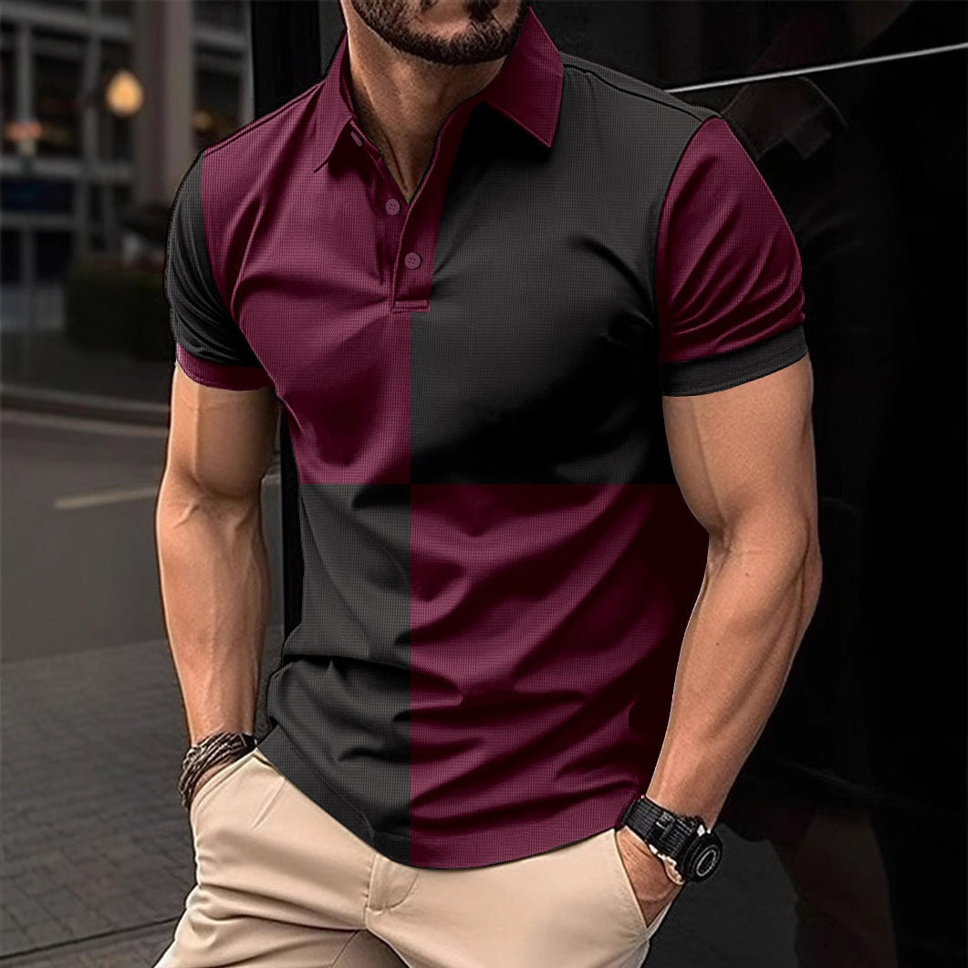Casual short-sleeved sports polo shirt with a crew neck