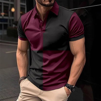 Casual short-sleeved sports polo shirt with a crew neck