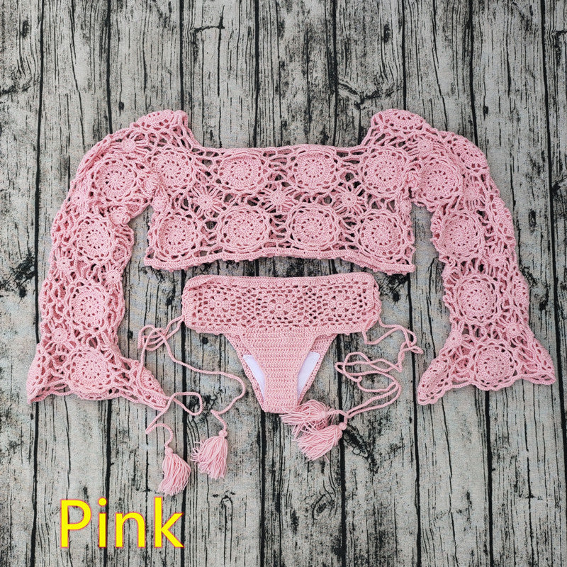 Conjunto de bikini de ganchillo a mano mujer
