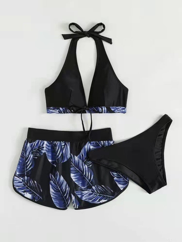 2-piece bikini with leaf print