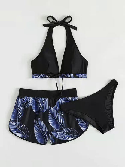 2-piece bikini with leaf print