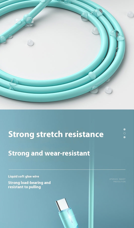 Liquid silicone fast charging data cable with light