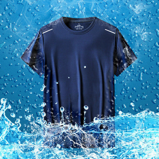 Men's ice silk T-shirt, quick-drying, breathable and fashionable.