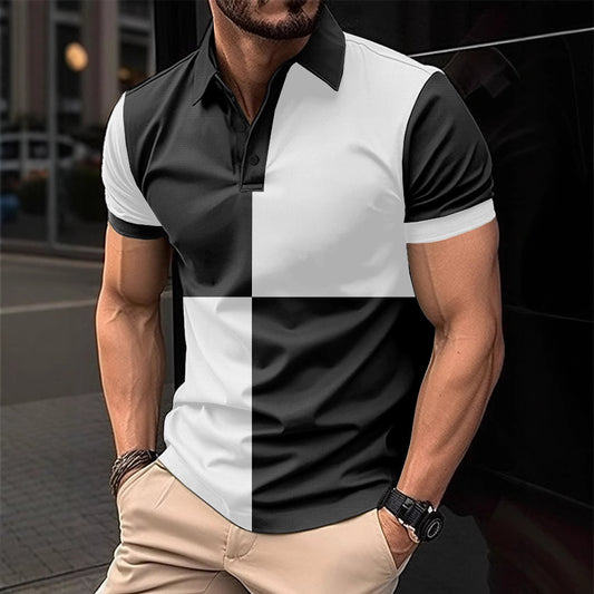 Polo deportivo informal de manga corta con cuello reto