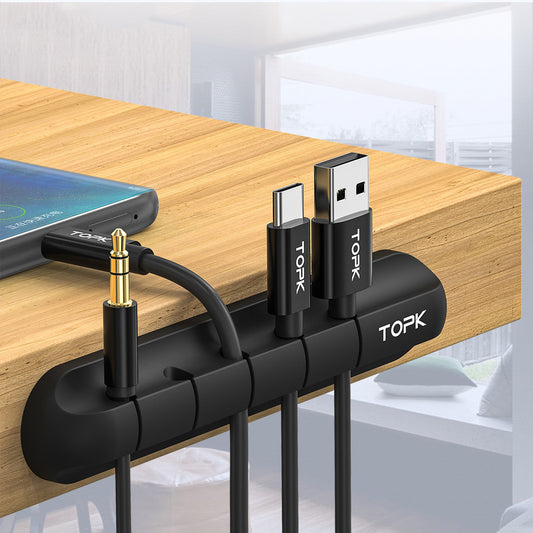 Organizador de cables USB de silicona para escritorio, clips multiusos