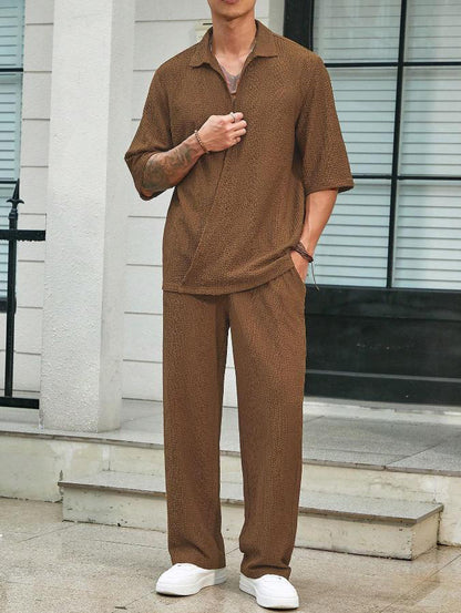 Men's summer suits: short-sleeved T-shirt and loose straight pants