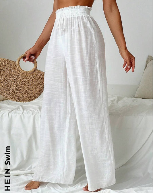 Pantalón playero cintura alta estilo  Ruffle