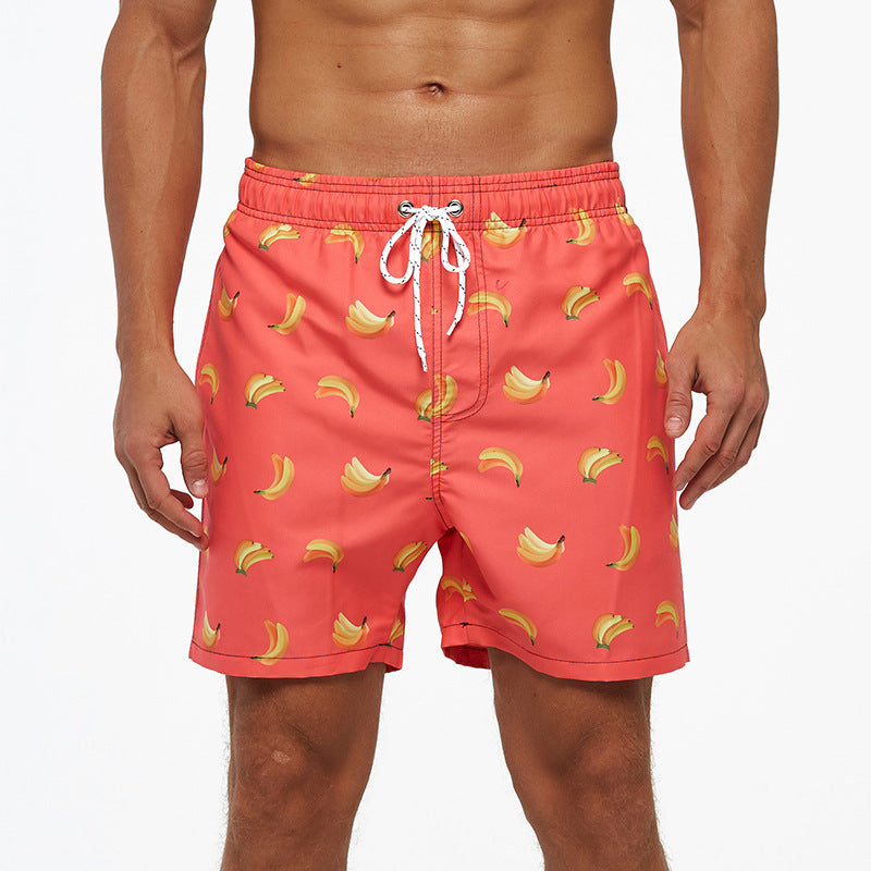 Men's quick-drying beach swim trunks with mesh lining