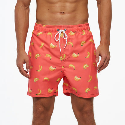 Men's quick-drying beach swim trunks with mesh lining