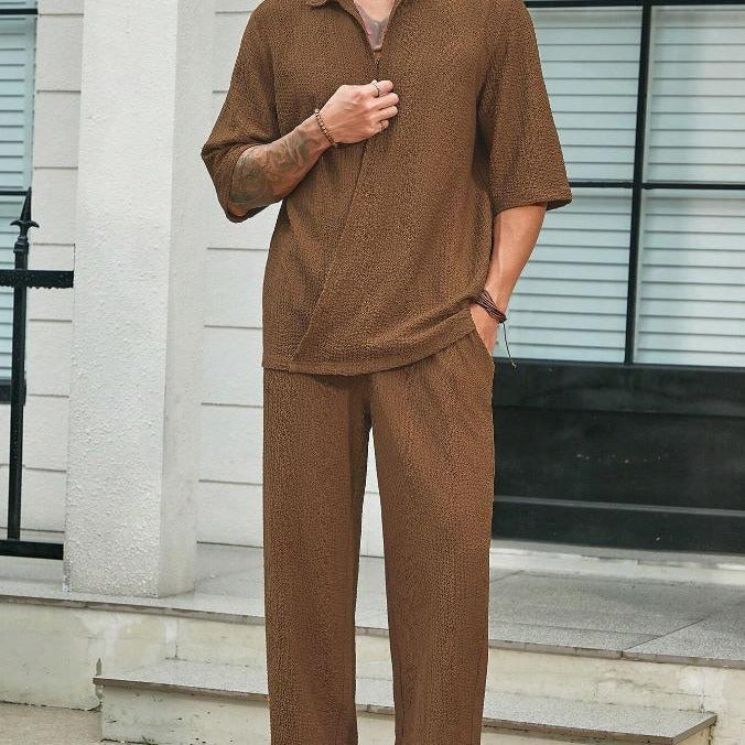 Men's summer suits: short-sleeved T-shirt and loose straight pants