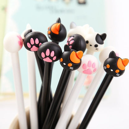 Bolígrafo con diseño de gato blanco y negro de dibujos animados