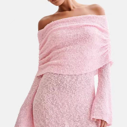 Vestido elegante con cuello barco primavera-verano