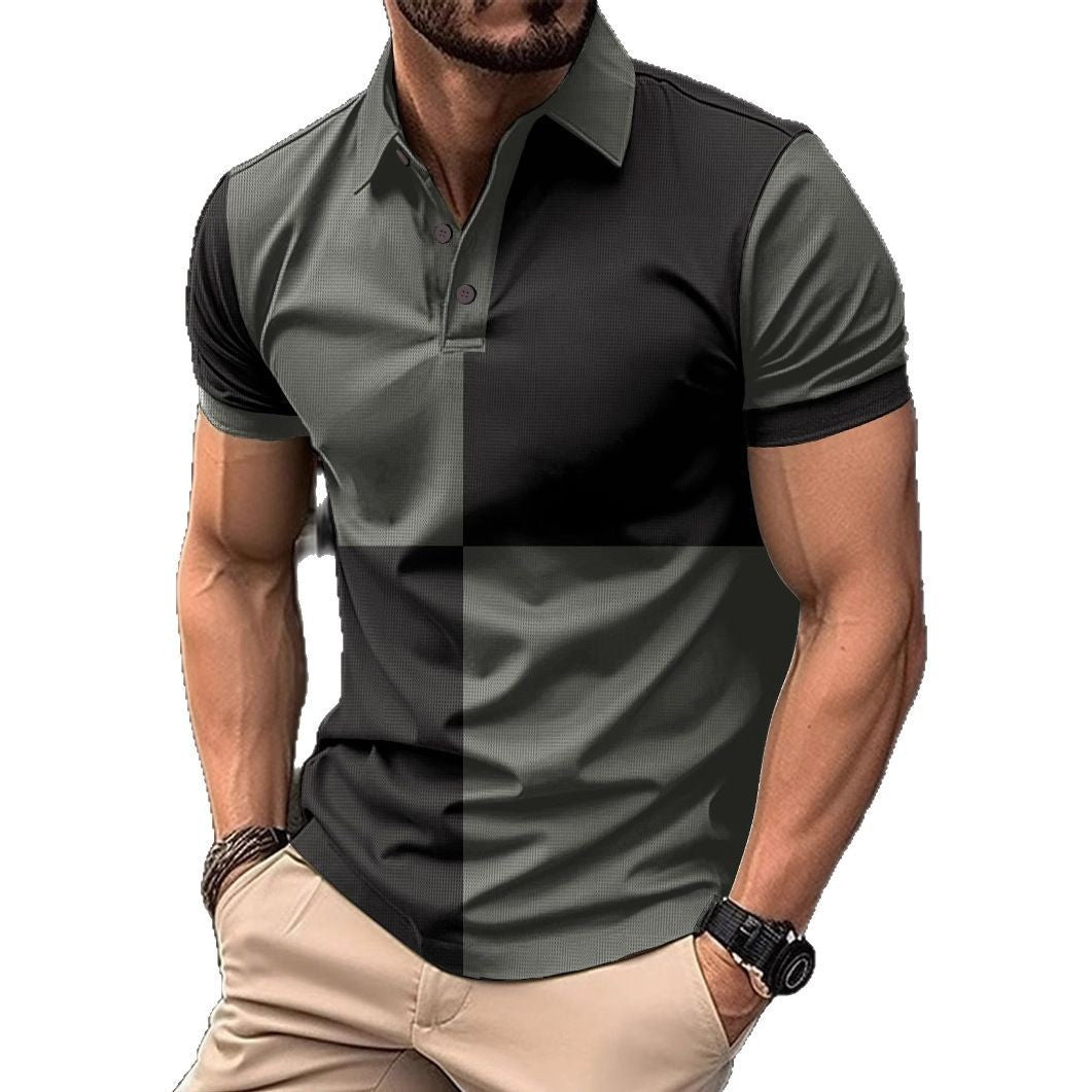 Casual short-sleeved sports polo shirt with a crew neck