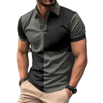 Casual short-sleeved sports polo shirt with a crew neck