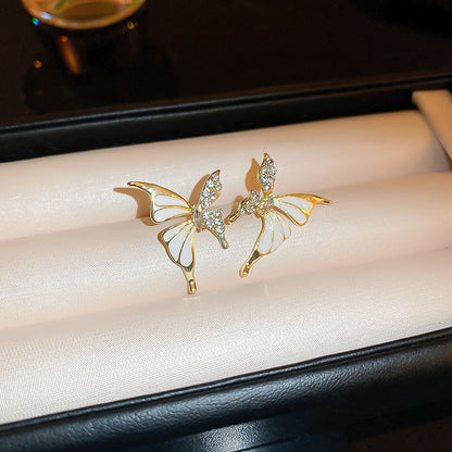 Pendientes de mariposa con pedrería de moda para mujer