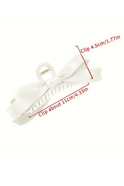 Pinza grande para el pelo con lazo blanco decorativo