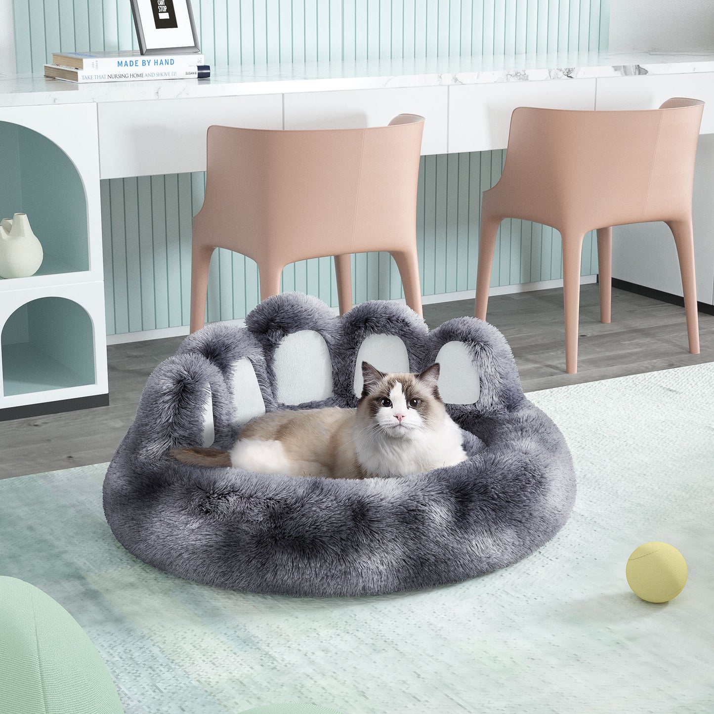 Cama ligera para mascotas con forma de pata de oso