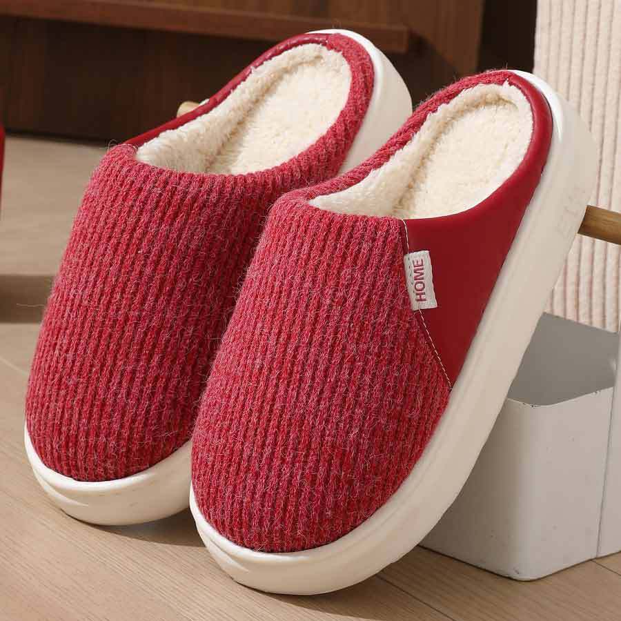 Winter Warm Plush Slippers Thick Sole Non-Slip Home Shoes for Women and Men