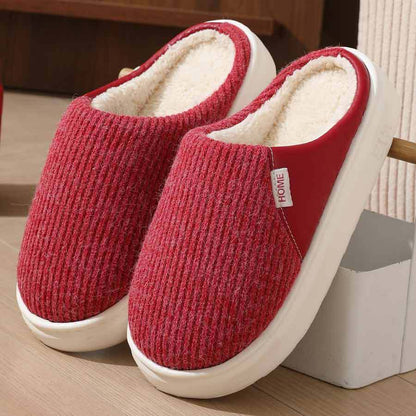 Winter Warm Plush Slippers Thick Sole Non-Slip Home Shoes for Women and Men