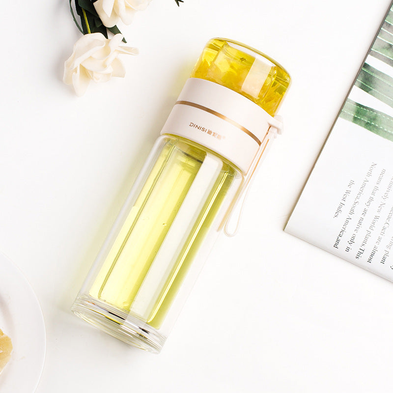 Glass water bottle with tea infuser filter