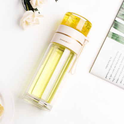 Glass water bottle with tea infuser filter