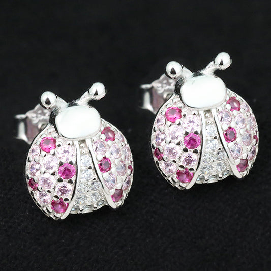 Pendientes LADYBIRD de cobre blanco antialérgicos para niñas