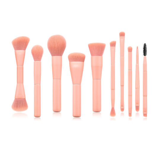 Set of 10 makeup brushes