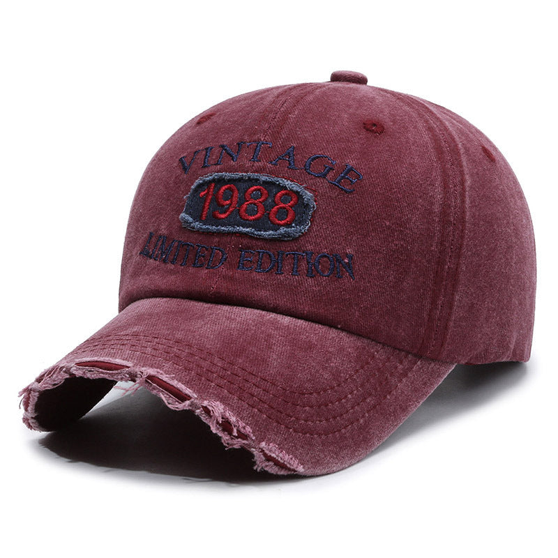 American retro canvas baseball cap with broken letter embroidery