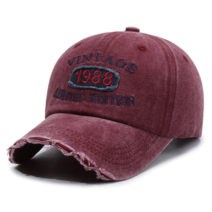 American retro canvas baseball cap with broken letter embroidery