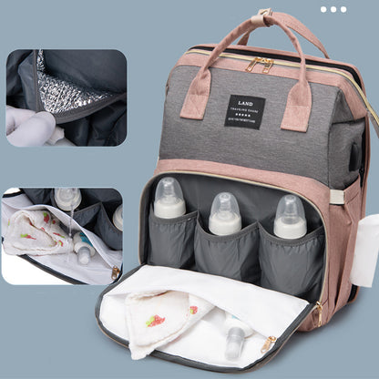 Baby diaper backpack with crib