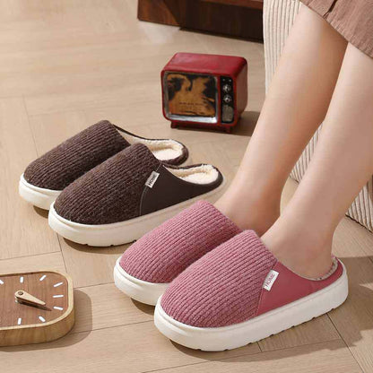Winter Warm Plush Slippers Thick Sole Non-Slip Home Shoes for Women and Men