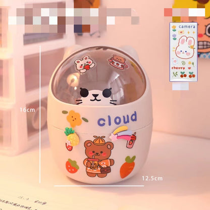Mini bear desktop trash can