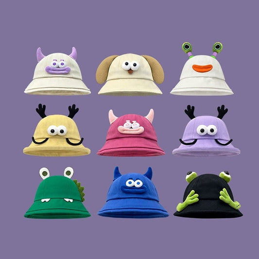 Bonito sombrero de pescador con diseño de rana de dibujos animados