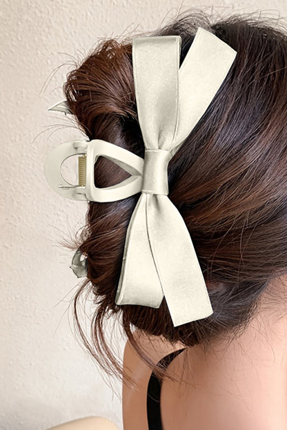 Pinza grande para el pelo con lazo blanco decorativo