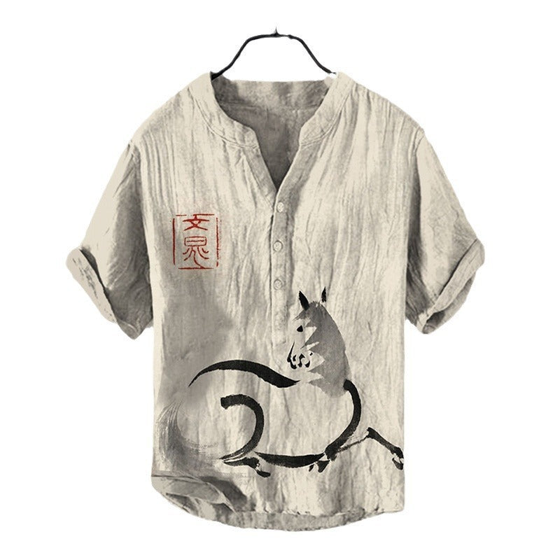 Men's Casual Printed Hawaiian Shirt