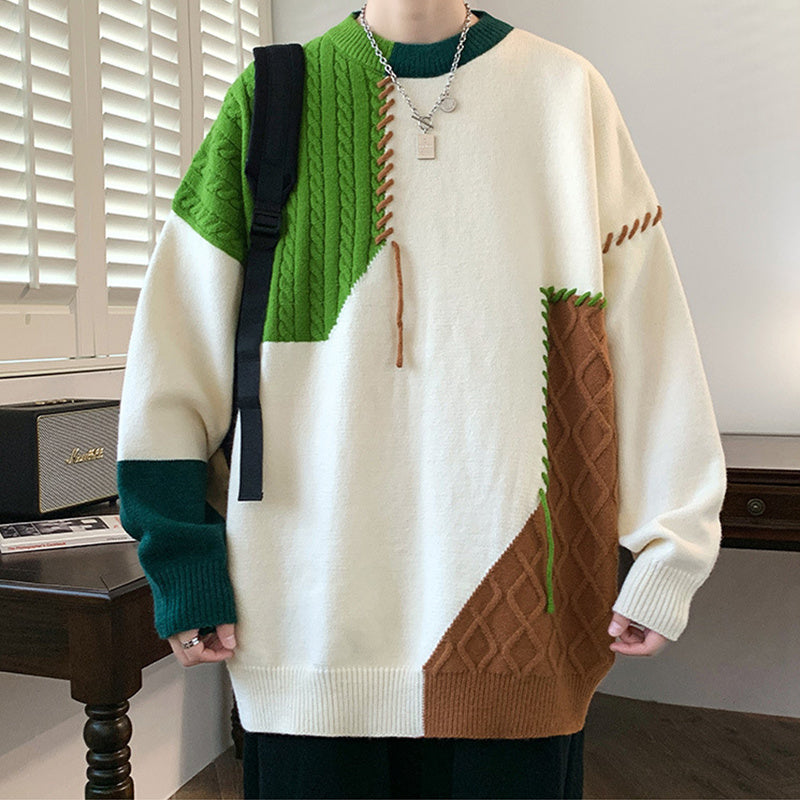Men's Color Block Long Sleeve Sweater
