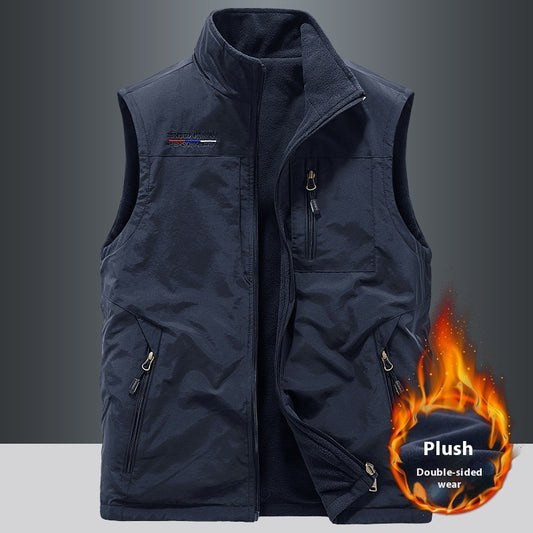Chaleco deportivo polar de doble cara para hombre