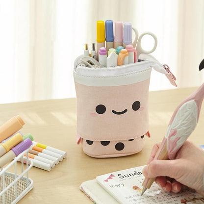 Estuche retráctil para lápices con diseño de cara sonriente